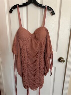 Ronny Kobo Collection Dusty Rose Ruched Mini Dress